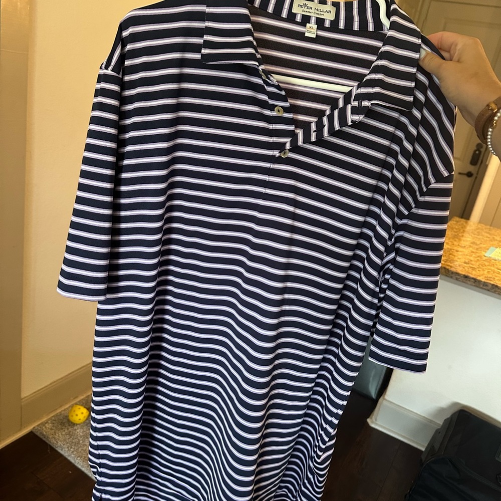 Peter Millar Classic Navy and White Polo